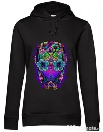 Hoodie dama cu gluga Flower helmet Negru