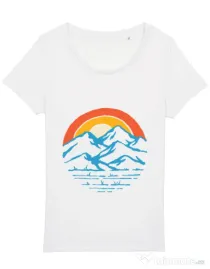 Tricou STANLEY STELLA dama Mountain and rainbow Alb