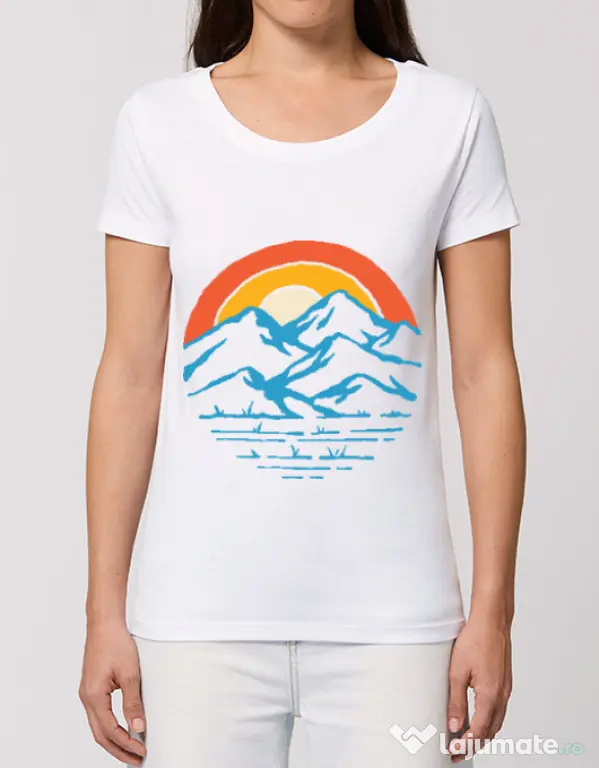 Tricou STANLEY STELLA dama Mountain and rainbow Alb