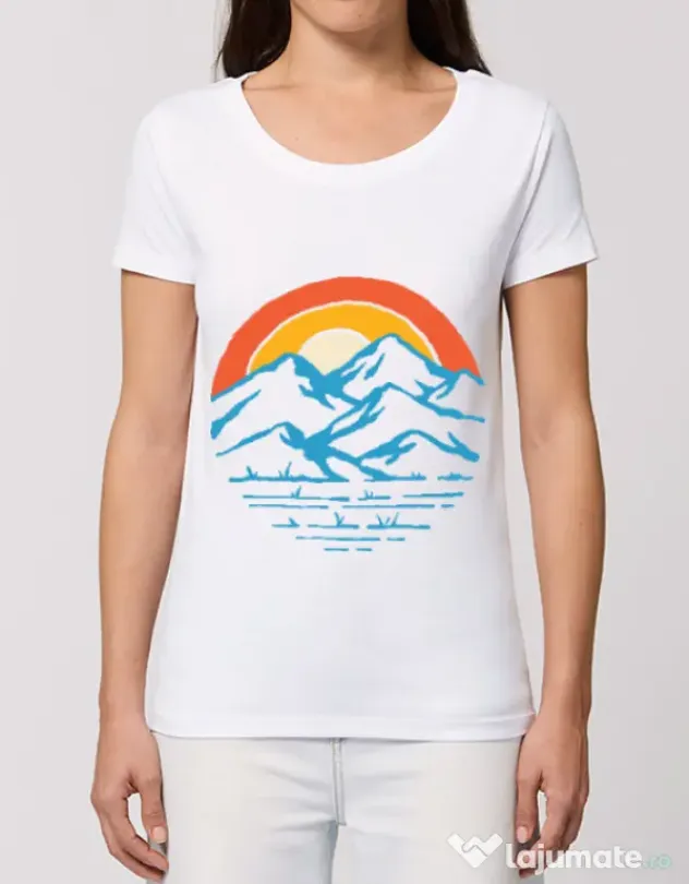 Tricou STANLEY STELLA dama Mountain and rainbow Alb