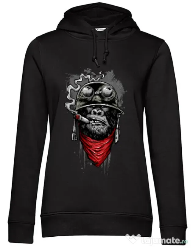 Hoodie dama cu gluga Ape of duty Negru