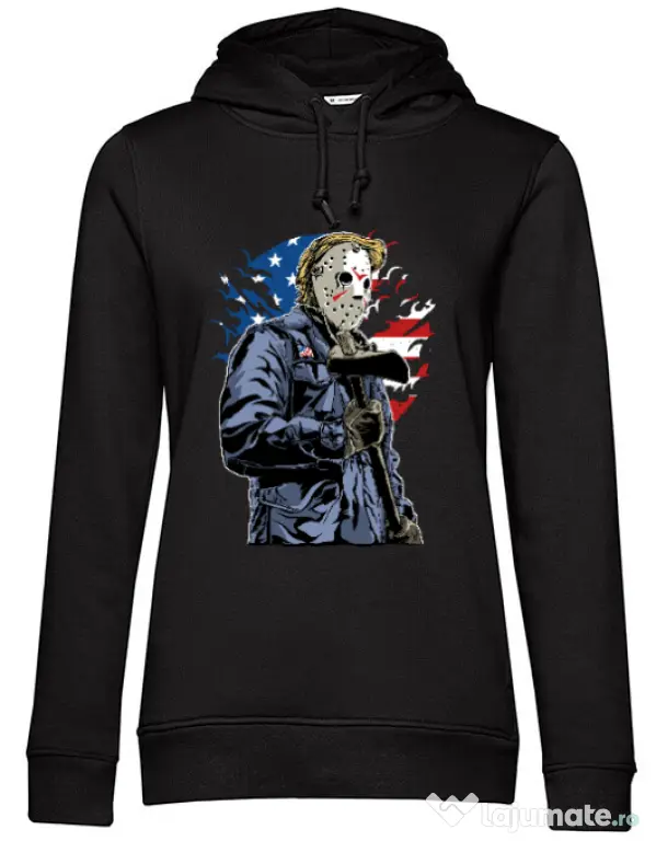 Hoodie dama cu gluga American killer Negru