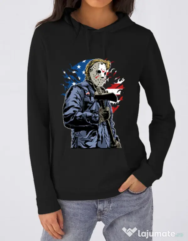 Hoodie dama cu gluga American killer Negru