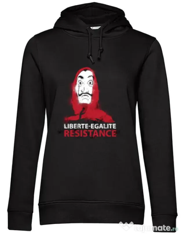 Hoodie dama cu gluga Symbol of resistance Negru