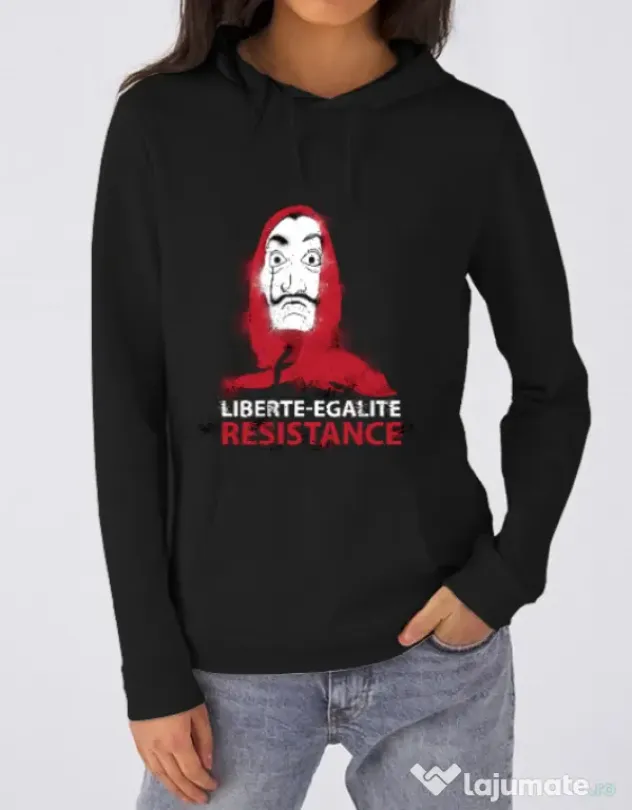 Hoodie dama cu gluga Symbol of resistance Negru