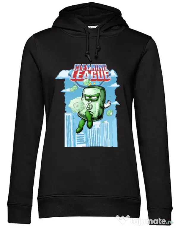 Hoodie dama cu gluga Cleaning league Soap Negru