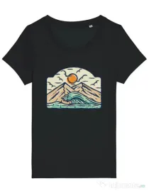 Tricou STANLEY STELLA dama Mountain and wave Negru