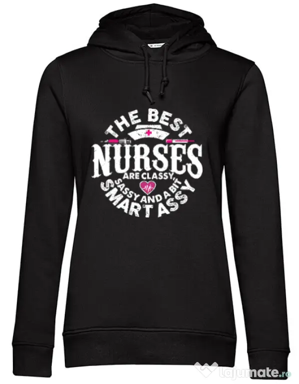 Hoodie dama cu gluga Best nurses Negru