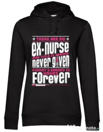 Hoodie dama cu gluga Ex nurse Negru