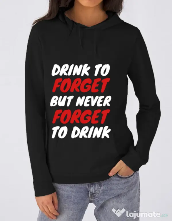 Hoodie Burlacite B&C Drink to forget Negru