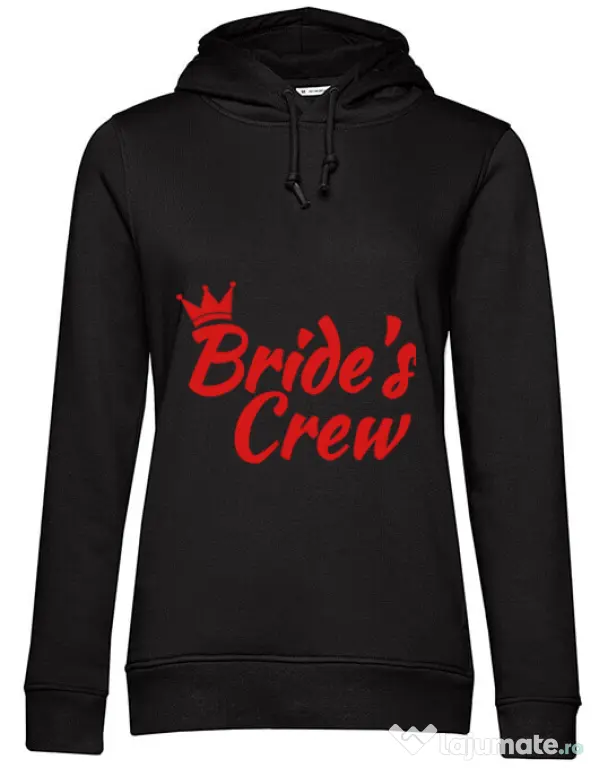 Hoodie Petrecerea burlacitelor B&C Bride's crew Negru
