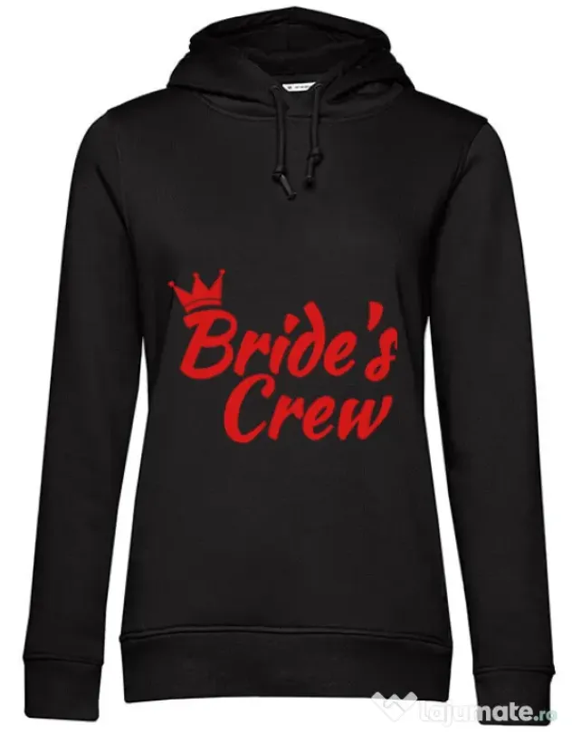 Hoodie Petrecerea burlacitelor B&C Bride's crew Negru