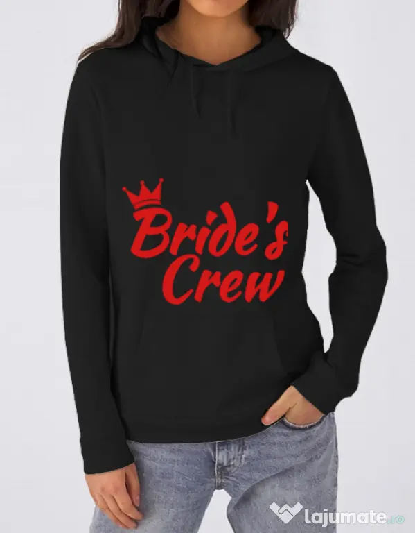 Hoodie Petrecerea burlacitelor B&C Bride's crew Negru