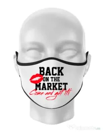 Masca personalizata reutilizabila Back on the market Alb
