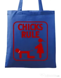 Sacosa personalizata Burlacite Chicks Rule Albastru regal
