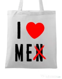 Sacosa personalizata Burlacite I love me Alb