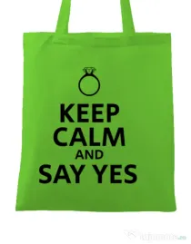 Sacosa personalizata Mireasa Say yes Verde