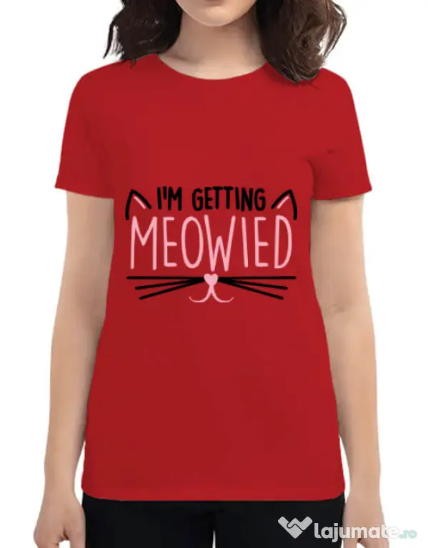 Tricou Mireasa ADLER Im getting meowied Rosu