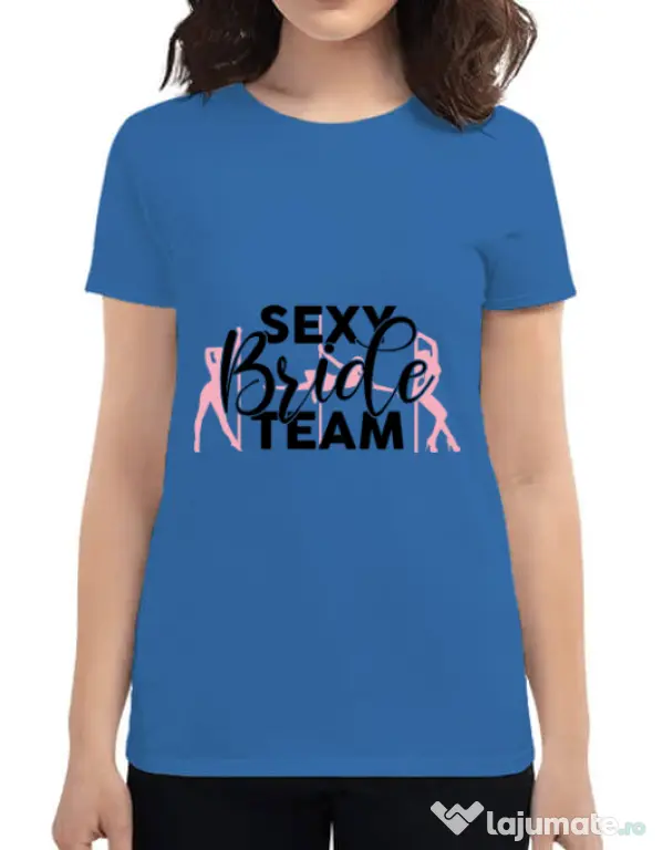 Tricou Petrecerea burlacitelor ADLER Sexy bride team Albastru azuriu