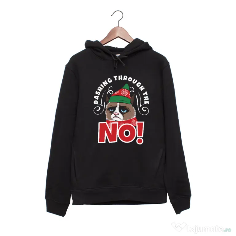 Hanorac personalizat negru unisex Dashing through the no
