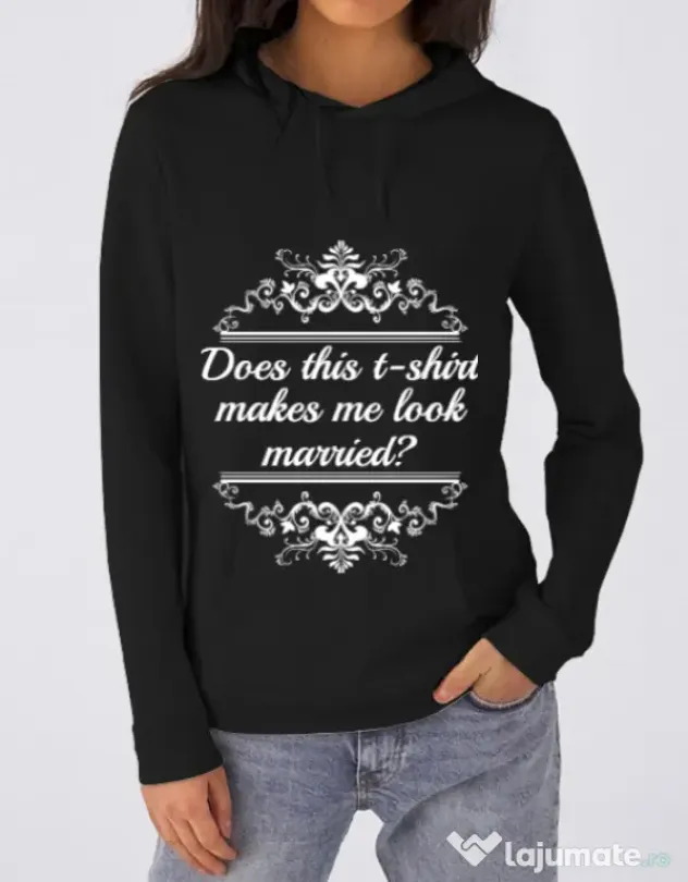 Hoodie Mireasa B&C Marriage Negru