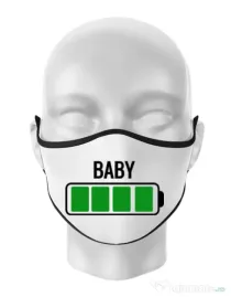 Masca personalizata reutilizabila Baby battery Alb