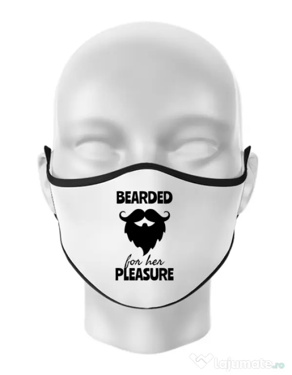 Masca personalizata reutilizabila Bearded for her pleasure Alb