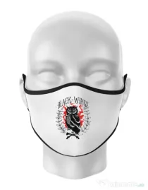 Masca personalizata reutilizabila Black wings Alb