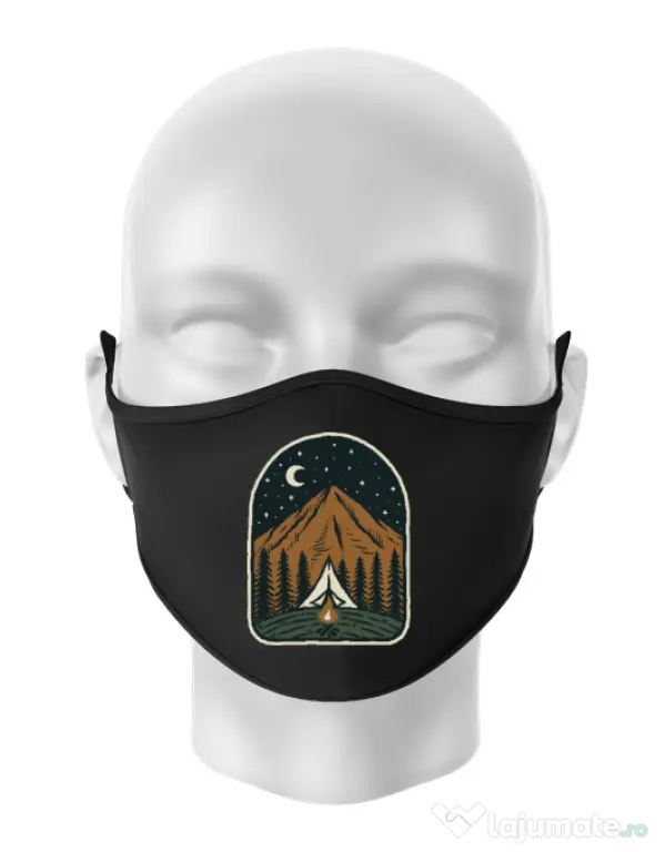 Masca personalizata reutilizabila Camp mountain night Negru