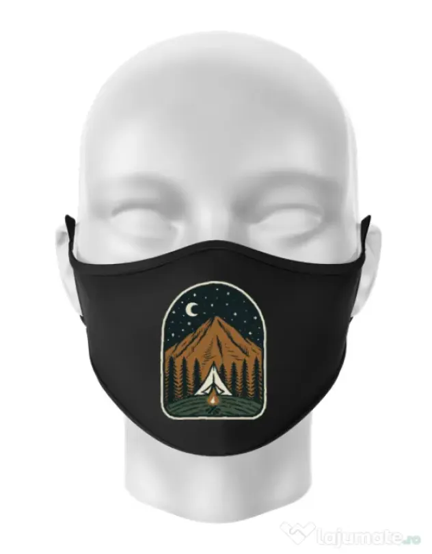 Masca personalizata reutilizabila Camp mountain night Negru