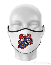 Masca personalizata reutilizabila Captain Mario Alb