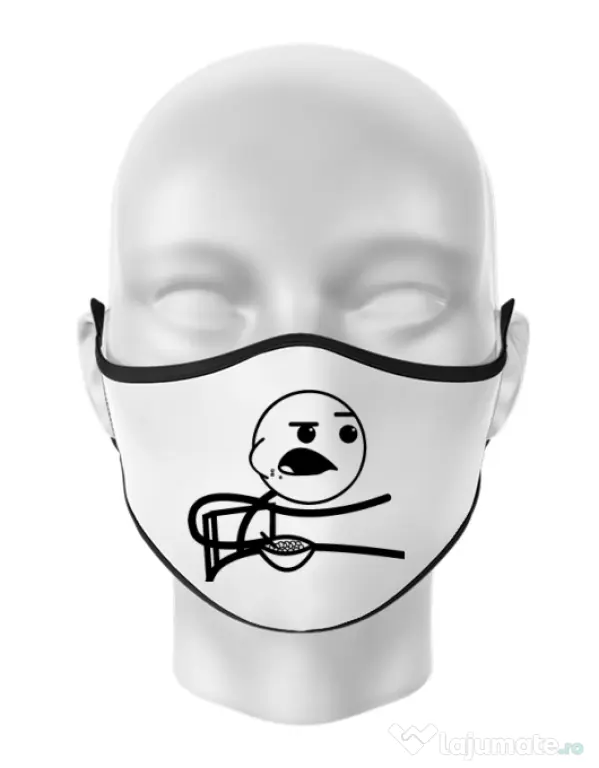 Masca personalizata reutilizabila Cereal Guy Alb