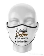 Masca personalizata reutilizabila Coffee for your protection Alb
