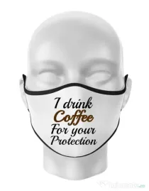 Masca personalizata reutilizabila Coffee for your protection Alb