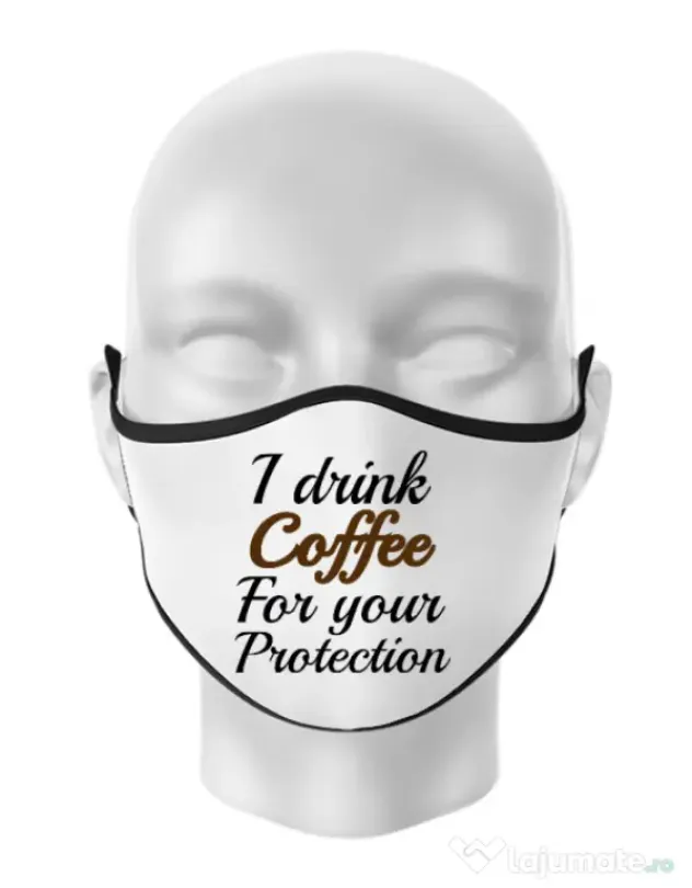 Masca personalizata reutilizabila Coffee for your protection Alb