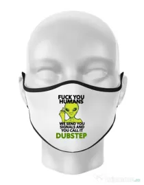 Masca personalizata reutilizabila Dubstep alien Alb