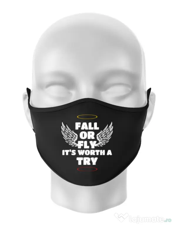 Masca personalizata reutilizabila Fall or fly Negru