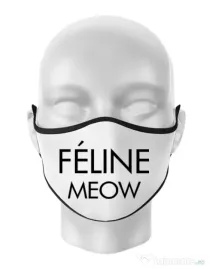 Masca personalizata reutilizabila Feline meow Alb