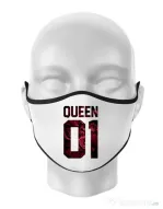 Masca personalizata reutilizabila Flower queen Alb