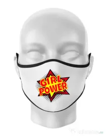 Masca personalizata reutilizabila Girl power Alb