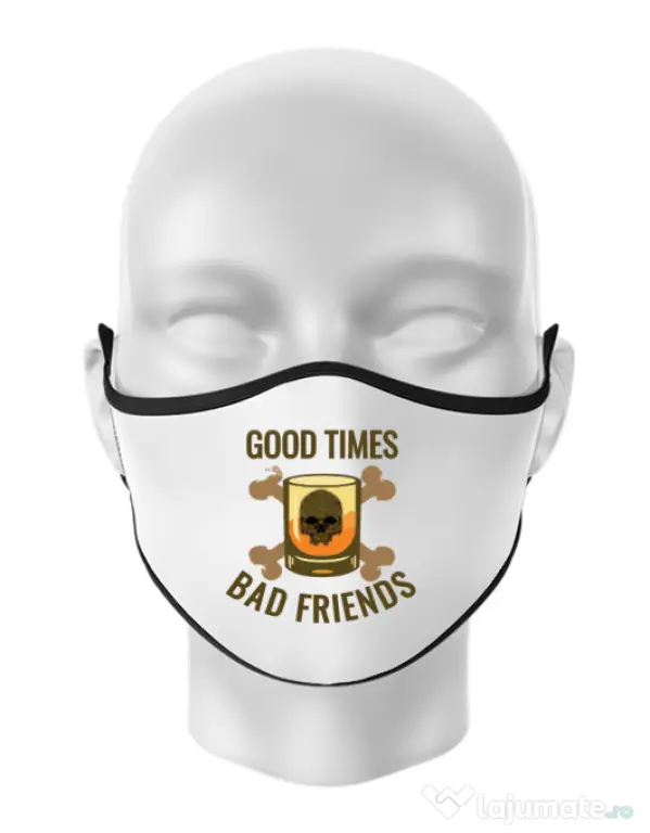 Masca personalizata reutilizabila Good times Alb