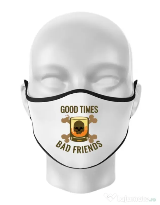Masca personalizata reutilizabila Good times Alb