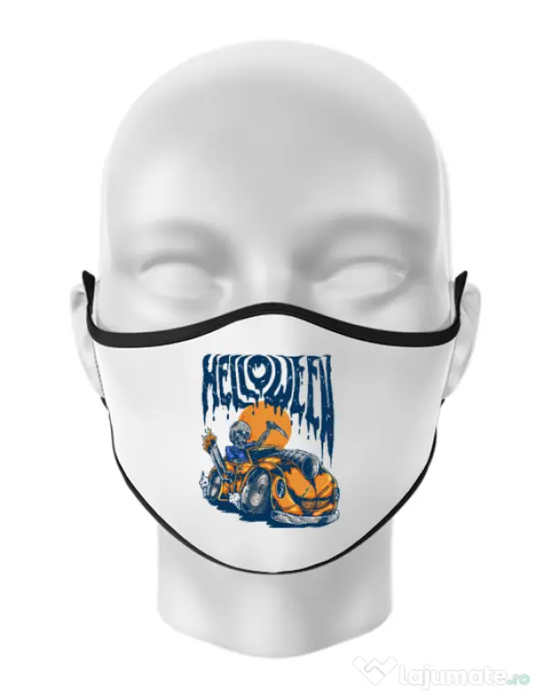 Masca personalizata reutilizabila Hello ween Alb