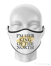 Masca personalizata reutilizabila Her king of the north Alb