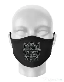 Masca personalizata reutilizabila Hustle for that muscle Negru