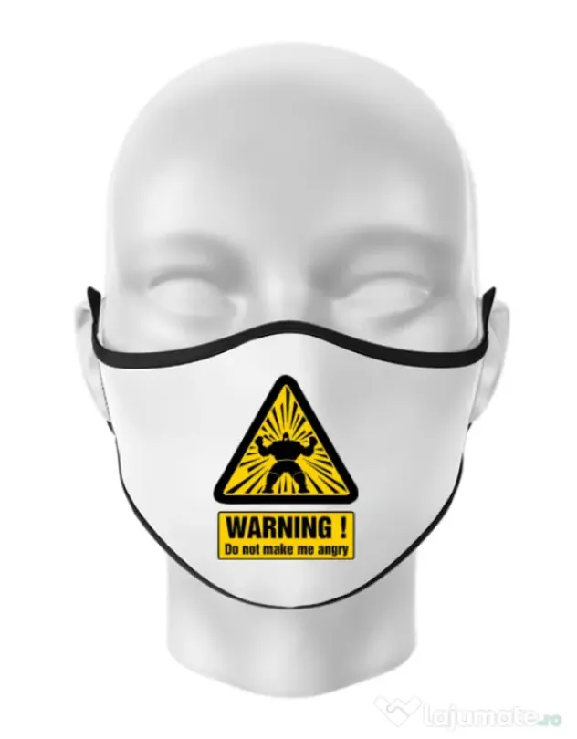 Masca personalizata reutilizabila I become angry Alb