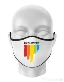 Masca personalizata reutilizabila I love dubstep Alb