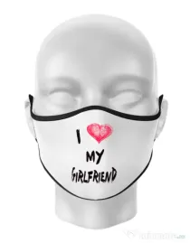 Masca personalizata reutilizabila I love my girlfriend Alb