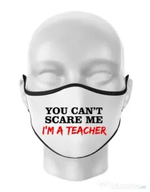 Masca personalizata reutilizabila I'm a teacher Alb