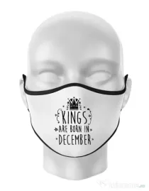 Masca personalizata reutilizabila Kings are born in December Alb